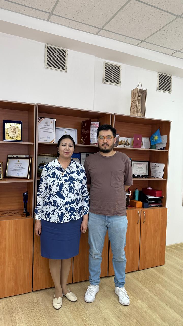 Meeting of the Dean of the Faculty of Biology and Biotechnology Dr. B.Sc., Professor M.S. Kurmanbaуeva with a PhD from Stanford University, co-founder of Biodock company Nurlybek Mursaliyev